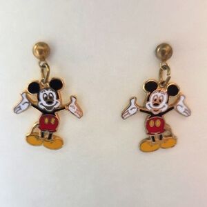 Vintage Disney Mickey Mouse Dangling Pierced Earrings